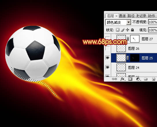 Photoshop给足球添加绚丽的动感火焰-远方教程
