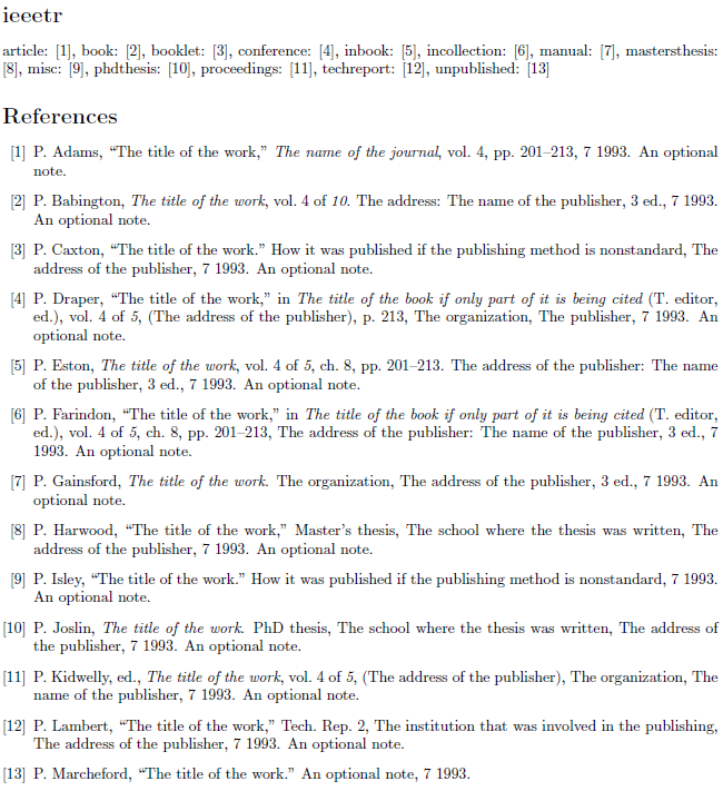 BibTeX Style Examples-Զ̳